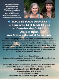 atelier de yoga diamant au Domaine des Cristaux en juin 2026