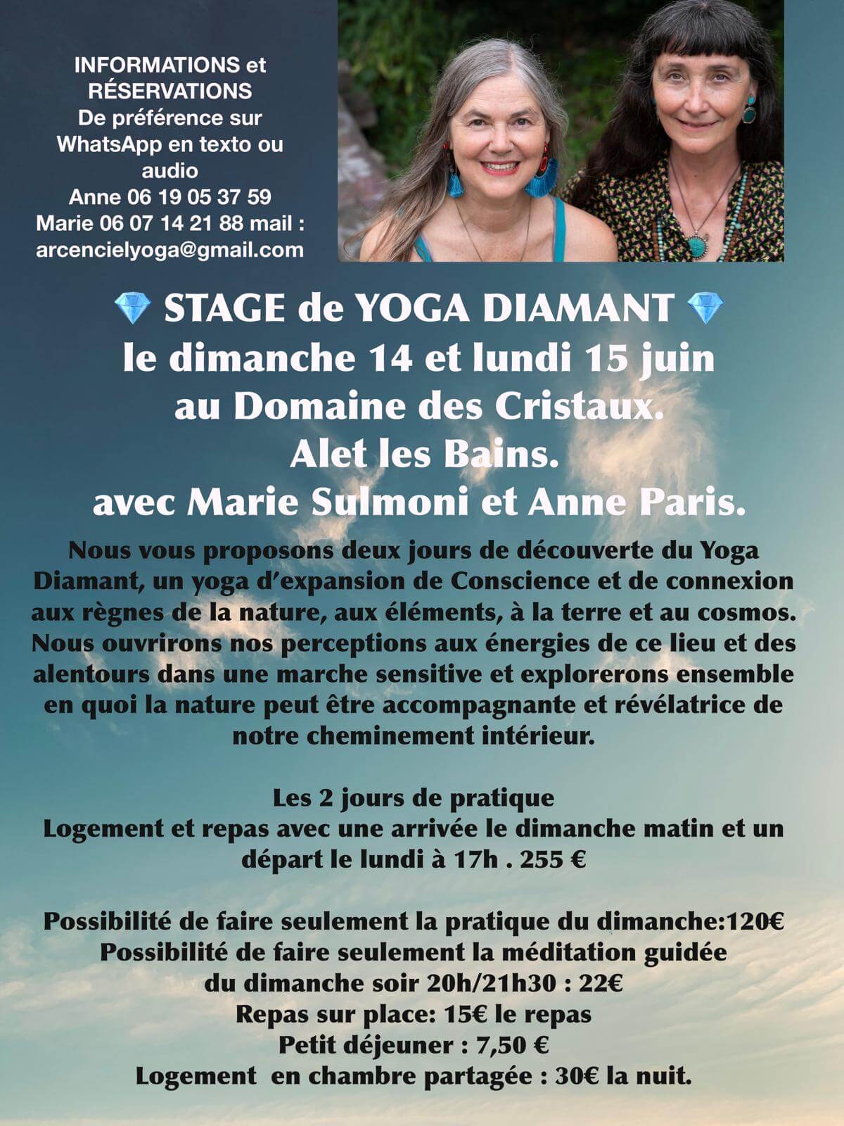 atelier de yoga diamant au Domaine des Cristaux en juin 2026